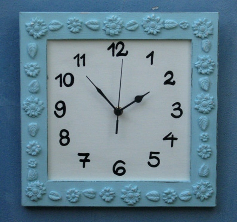 turquoise & Cream Shabby Chic Wall Clock image 1