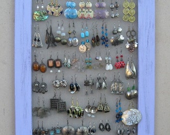 Jewelry Organizer, Shabby Chic Jewelry Display , earring holder,necklace holder / Lilac / 40 - 50 Earrings / 28 - 35 Necklaces