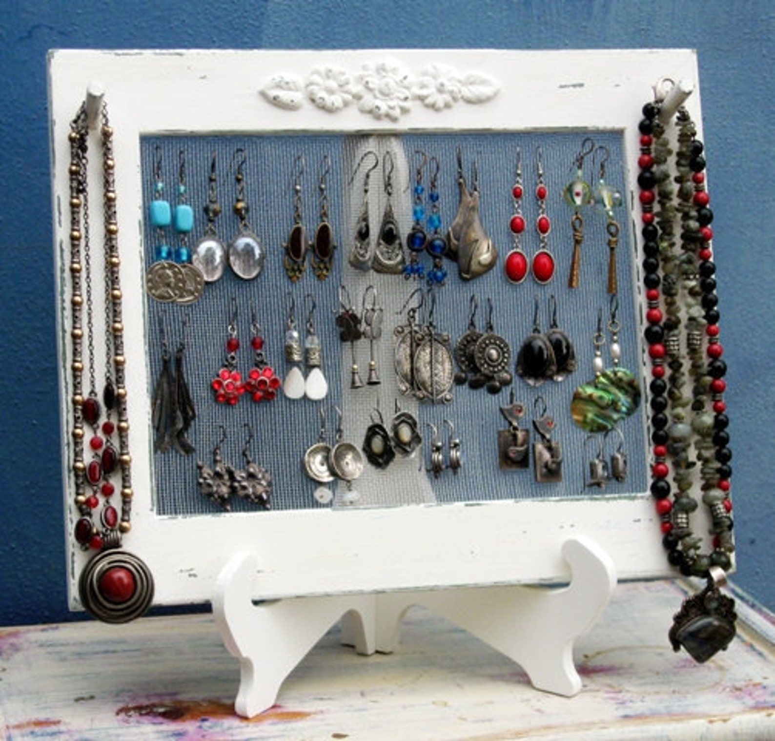 Shabby Chic Jewelry Organizer Necklace Holder Earring Etsy