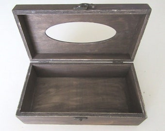 Scatola di tessuto marrone, coperchio in tessuto in legno Shabby Chic, scatola di stoccaggio tovaglioli