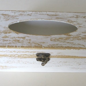 Caja de pañuelos de papel crema y oro, cubierta de caja de pañuelos de madera Shabby Chic, caja de almacenamiento de servilletas