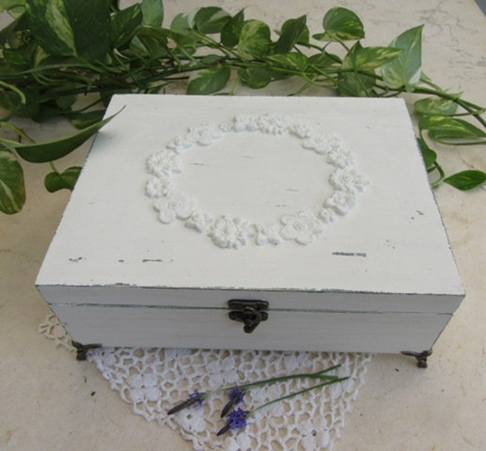 Wooden Jewelry Box Creamydreamy shabby Chic Etsy
