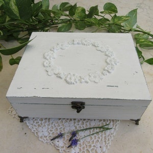 Wooden Jewelry Box Creamy-Dreamy Shabby Chic , Buy 1 From The Shop And Get 1 Small Gift , Jewelry Box Vintage, Gift For Her image 2