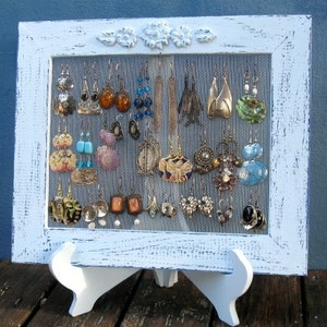 Earring Holder On A Stand , Light Blue Shabby Chic Earring Display ,Jewellry Display , 25 40 Earrings image 4
