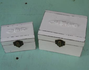 Cream "Shabby Chic" Wooden Jewelry Box + Small One As A Gift, jewelry box wedding, Jewelry Box For Girl