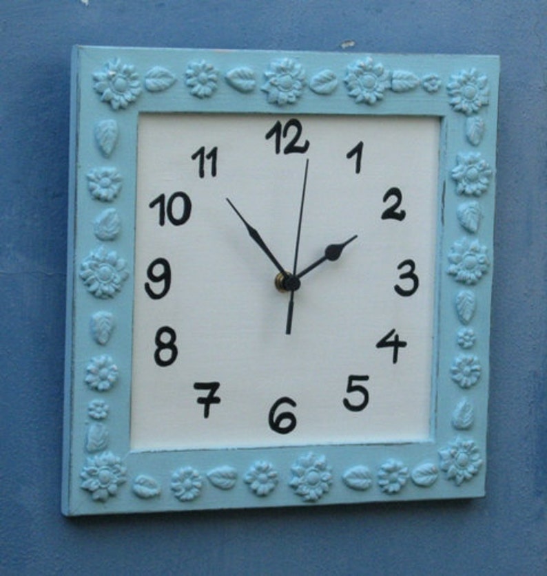 turquoise & Cream Shabby Chic Wall Clock image 2