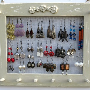 JEWELRY ORGANIZER HOLDER Widthwise mocca Shabby Chic / 25 40 Earrings / 24 36 Necklaces, Earring Display, Jewelry Holder, Gift For Mum image 3