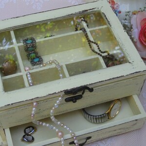 Light Yellow Wooden Jewelry Box Shabby Chic home decor, jewelry storage, ring box Buy 1 From The Shop And Get 1 Small Gift image 5