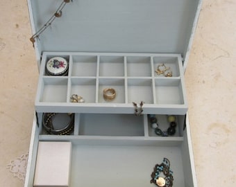 Wooden Jewelry Box Creamy-Dreamy  "Shabby Chic" , *** Buy 1 From The Shop And Get 1 Small Gift ***, Jewelry Box Vintage, Gift For Her