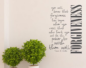 Forgiveness Wall Decal Quote Louis B Smedes - Vinyl Word Text Home Decor