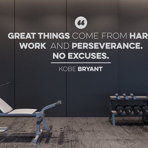 Kobe Bryant No Excuses Wall Decal Quote - Vinyl Art