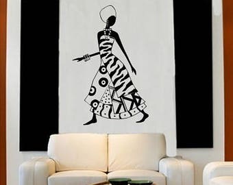 African Woman Wall Decal - Vinyl Art Sticker Custom Home Decor