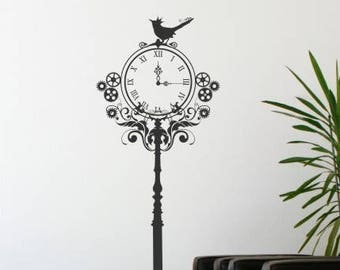 Steampunk Clock Wall Decal - Vinyl Text Wall Words Stickers Art Custom Home Decor