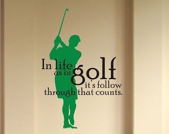 Golf Wall Decal - Life As In Golf Vinyl Wall Stickers Word Art Custom Home Decor