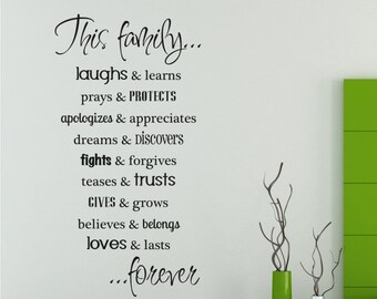 Family Rules Wall Decals - Vinyl Text Wall Words Sticker Art Custom Home Decor