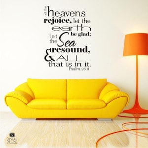 Bibel-Vers-Wandtattoo Psalm 96,11 - Vinyl Wand Aufkleber Kunst Schrift Bibel Custom Home Decor