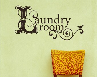 Laundry Room Wall Decal Vintage Style - Vinyl Text Wall Words Sticker Custom Home Decor