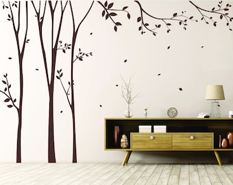 Trees With Falling Leaves wall decal - Vinyl Wall Art Custom Home Decor
