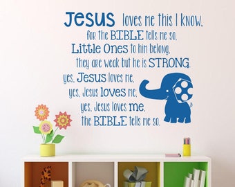 Vinilo decorativo para habitación infantil "Jesús me ama" - Decoración personalizada para el hogar