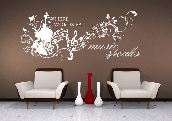 music wall decals music speaks collage vinyl lettering text | etsy
