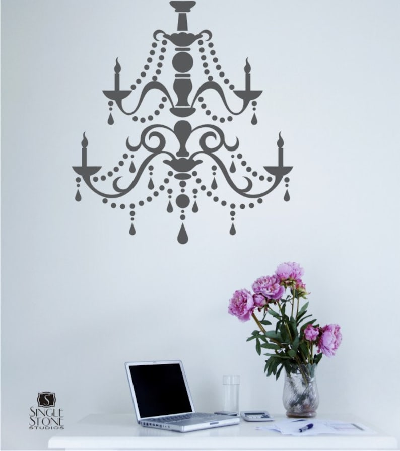 Chandelier Wall Decal Modern Vinyl Wall Stickers Art Custom Etsy
