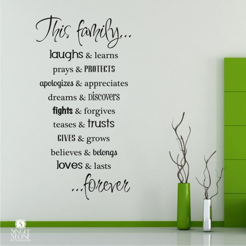 Family Rules Wall Decals Vinyl Text Wall Words Sticker Art Custom Home Decor image 1