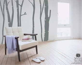 Birch Trees Wall Decal Set  - Tree Wall Sticker Art Custom Home Decor