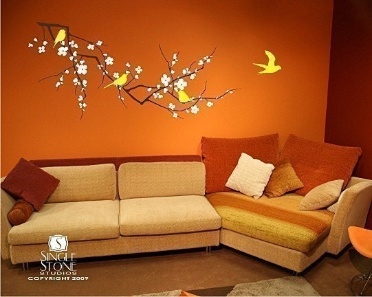 Tree Wall Decal Cherry Blossom Branch - 3 Colors - Wall Sticker Art ...