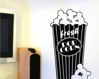 Popcorn Vinyl Wall Decal: Movie Theater Decor