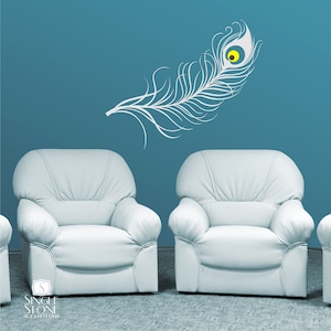 Peacock Feather Wall Decal - Vinyl Art Stickers Custom Home Decor