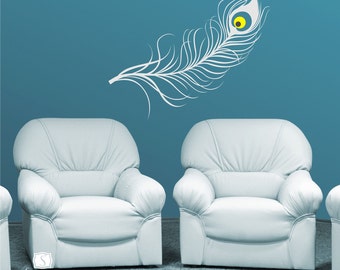 Peacock Feather Wall Decal - Vinyl Art Stickers Custom Home Decor