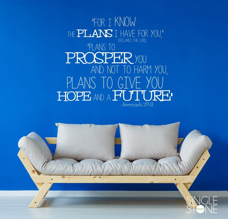 Bible Verse Wall Decals Jeremiah 2911 Vinyl Wall Stickers Etsy