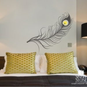 Peacock Feather Wall Decal - Vinyl Art Stickers Custom Home Decor