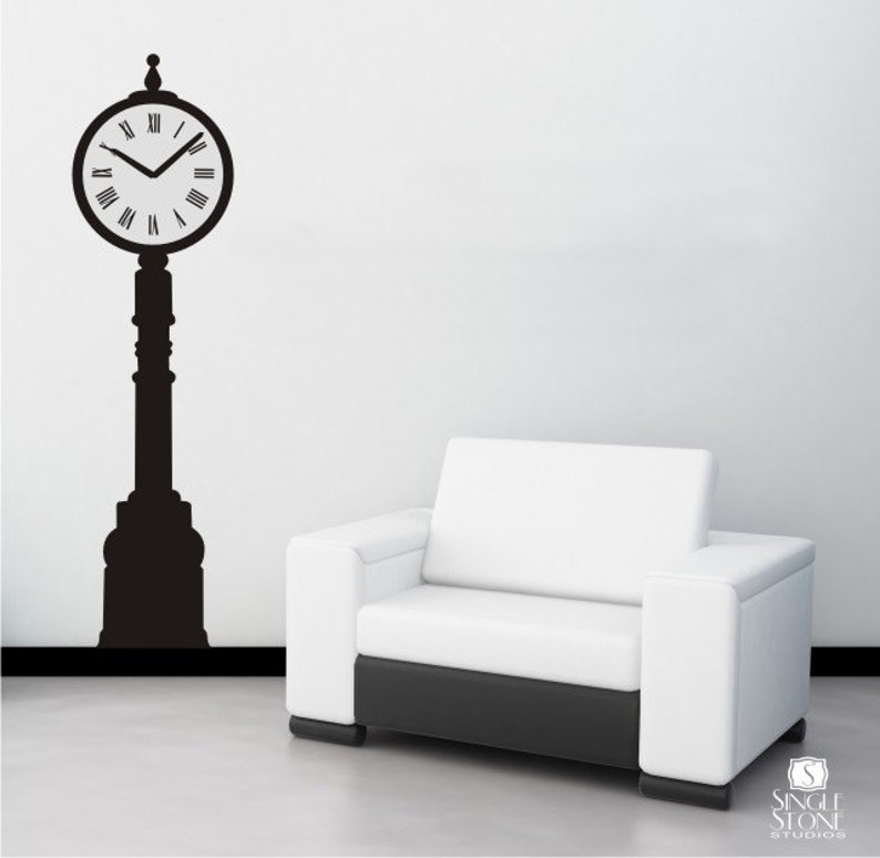 Clock Wall Decal Tall Iron Vinyl Wall Stickers Art Graphics Etsy