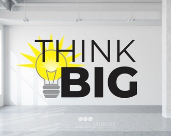 Think Big Lightbulb Vinyl Wall Decal - Motivational Office Decor