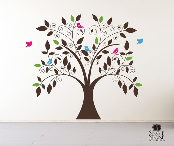 nursery tree wall decal whimsical nursery vinyl wall | etsy