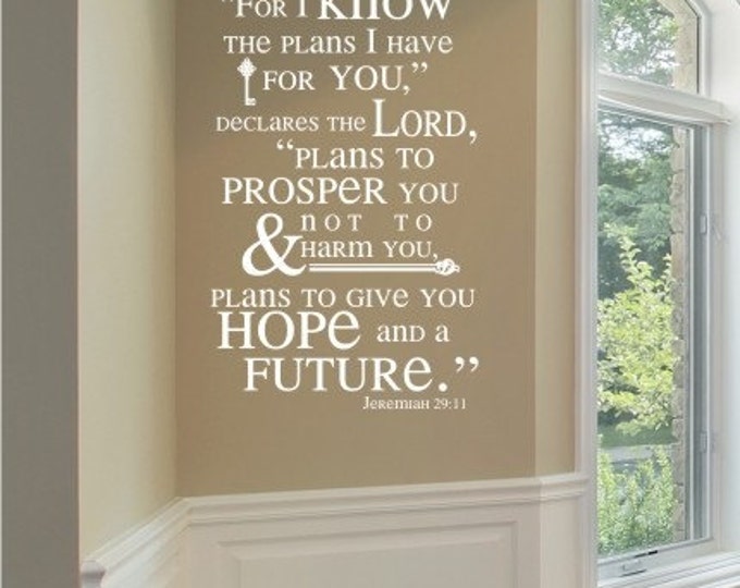 Jeremiah 29.11 Vinyl Wall Decals Stickers Art Graphics Scripture Bible