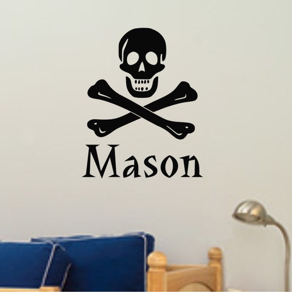 Pirate Skull and Crossbones Personalized Name Vinyl Wall Decals Stickers Art Graphics Words Lettering