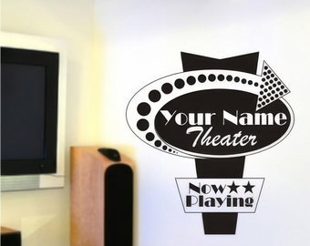 Movie Sign Wall Decal Personalized Vertical - Vinyl Wall Stickers Art Graphics Custom Home Decor
