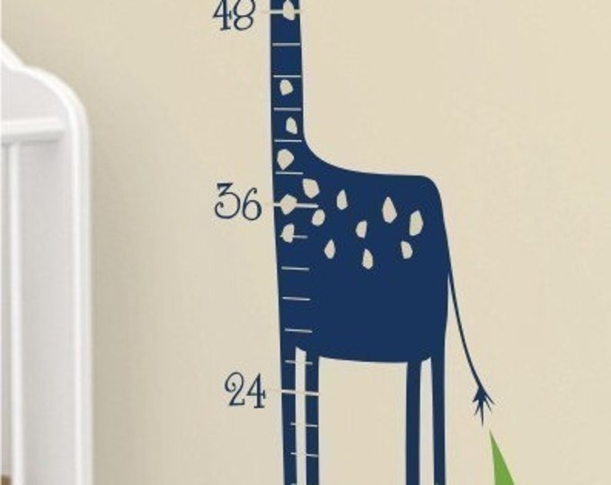 Safari Giraffe Growth Chart Nursery Vinyl Wall Decals Stickers Art - Etsy