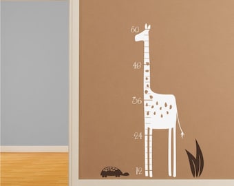 Nursery Giraffe Wall Decal Growth Chart - Nursery Vinyl Stickers Art Custom Home Decor