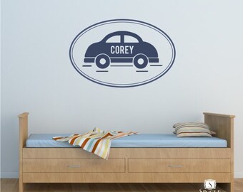 Nursery Car With Name Personalized - Vinyl Stickers Art Graphics Words Lettering Custom Home Decor