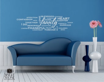 Family Wordle Wall Decals- Vinyl Wall Stickers Art Words Quote Custom Home Decor