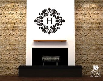 Monogram Wall Decal Baroque - Vinyl Text Wall Stickers Wall Decals Custom Home Decor