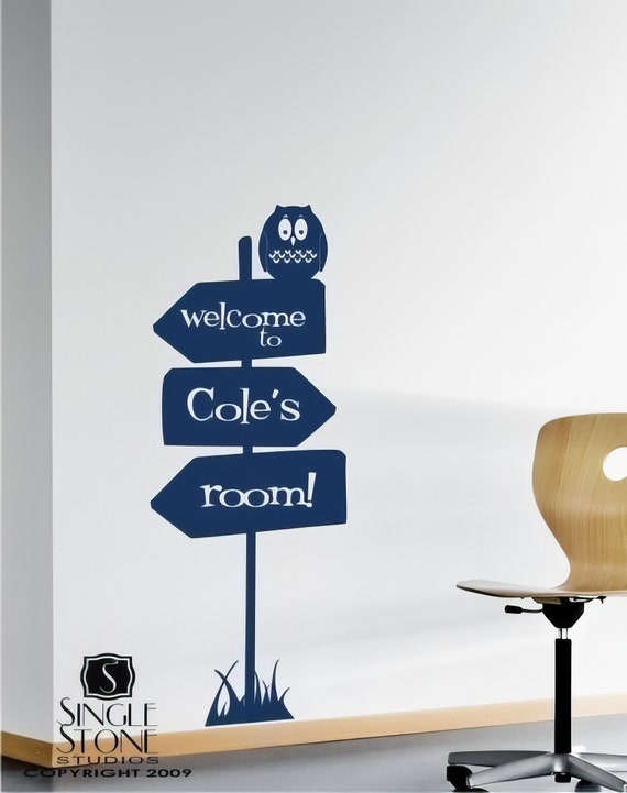Custom Nursery Wall Decal: Adventure Sign with Owl