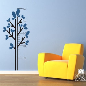 Nursery Growth Chart Wall Decals Leafy Tree Vinyl Stickers Art Wall Decal Custom Home Decor image 1