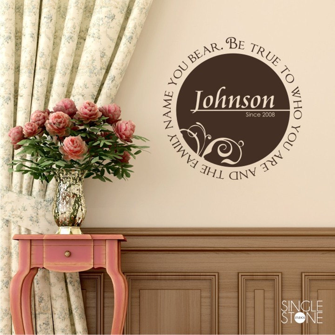 Family Name Monogram Wall Decal Personalized Be True Custom Home Decor ...