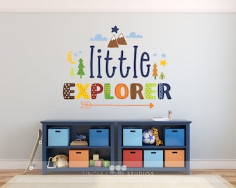 Little Explorer Full Color Woodland Nursery Wall Decal - Wall Stickers Custom Home Decor