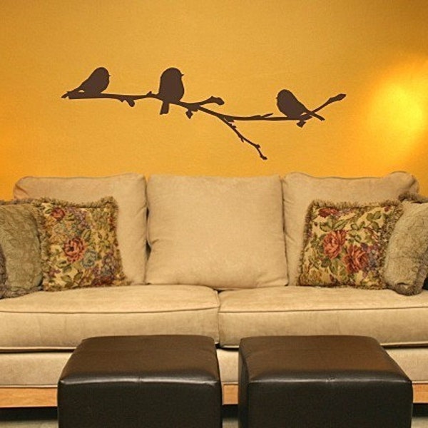 Winter Birds on Branch - Vinyl Wall Decals Stickers Art Graphics