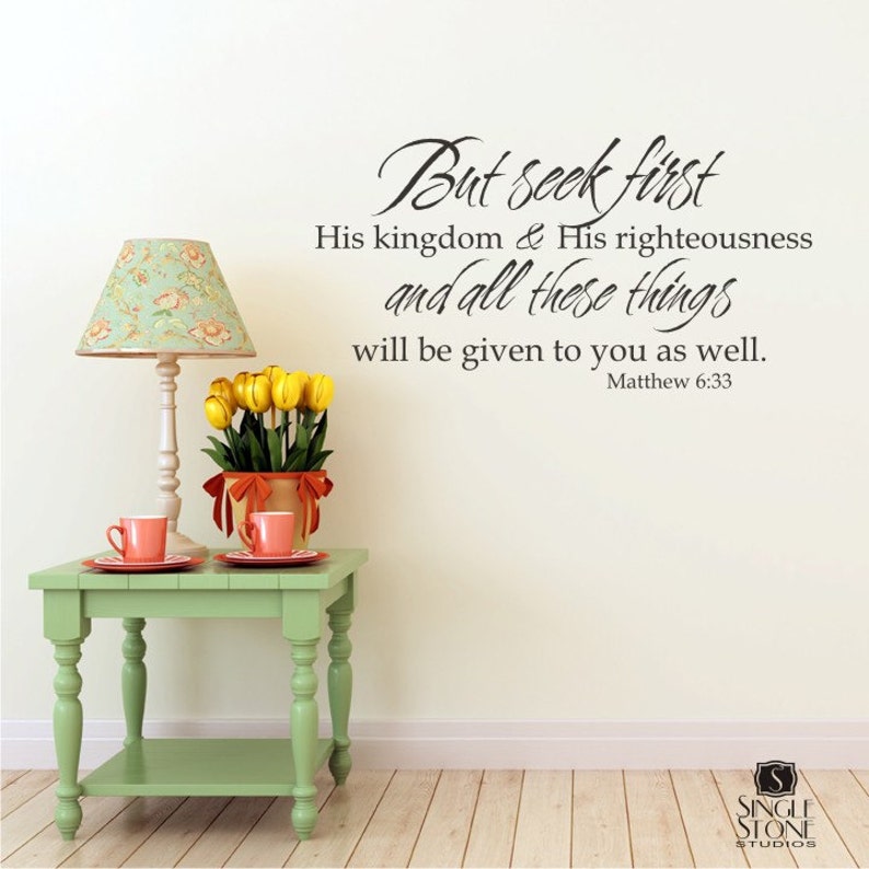 wall decal bible verse matthew 6:33 vinyl word art custom | etsy